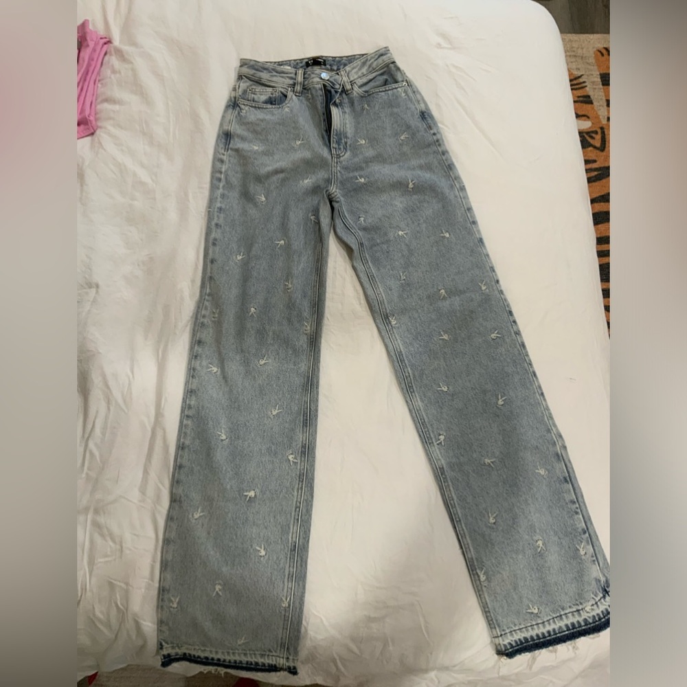 High rise straight leg playboy jeans